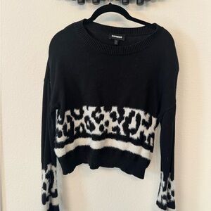 Express Black and White Animal Print Sweater